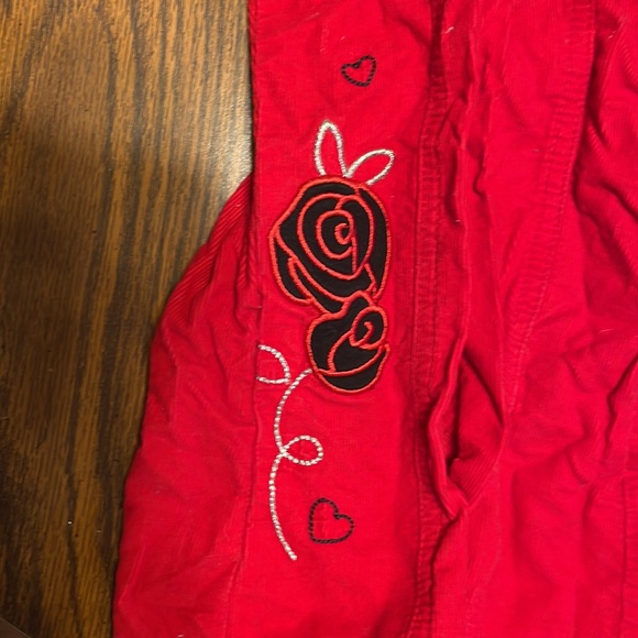 Girls 18months healthtex red corduroy pants with black design down leg flared - Picture 4 of 5